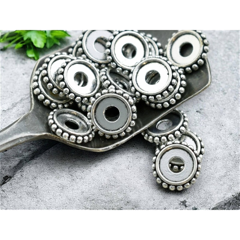 *50* 10x2mm Antique Silver Bali Style Rondelle Spacer Beads