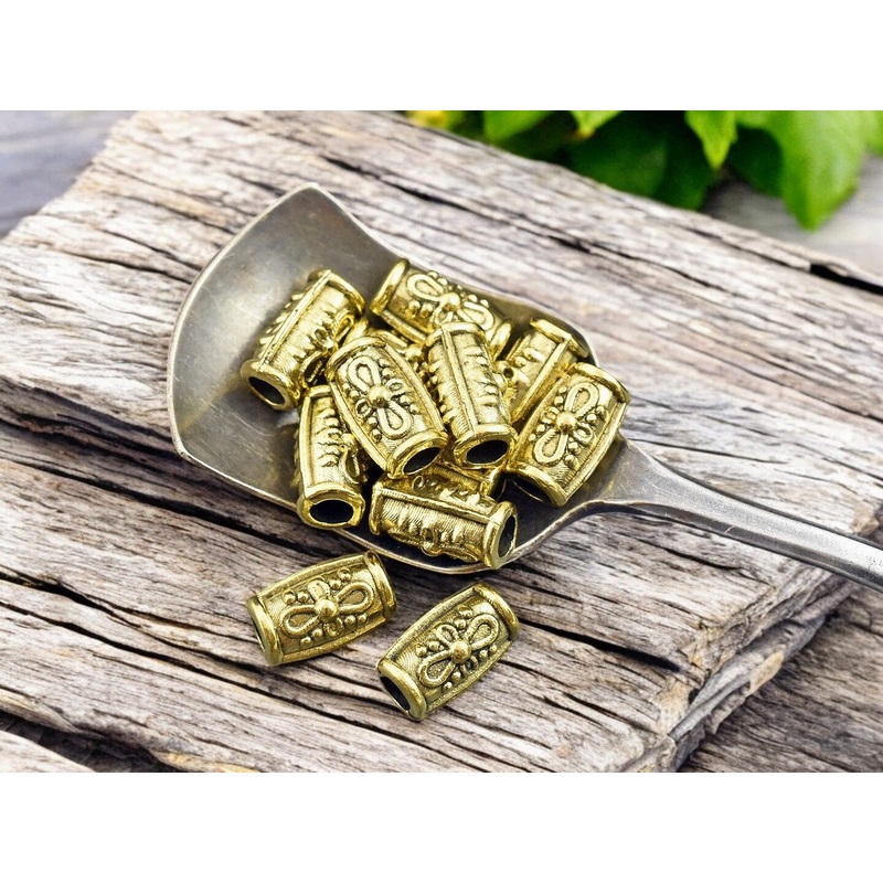 *50* 11x6mm Antique Gold Column Beads