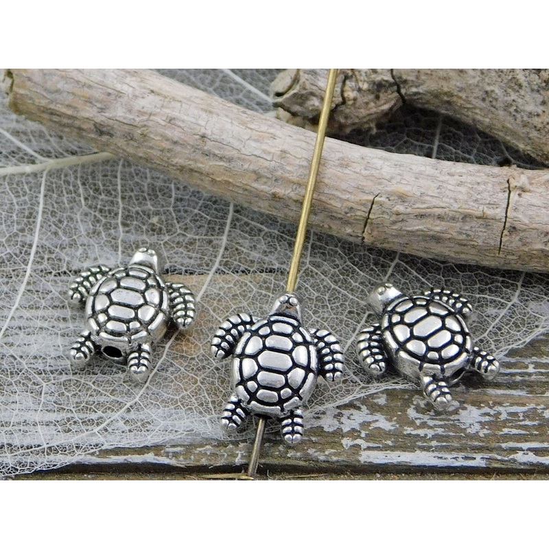 *50* 13x12mm Antique Silver Turtle Beads