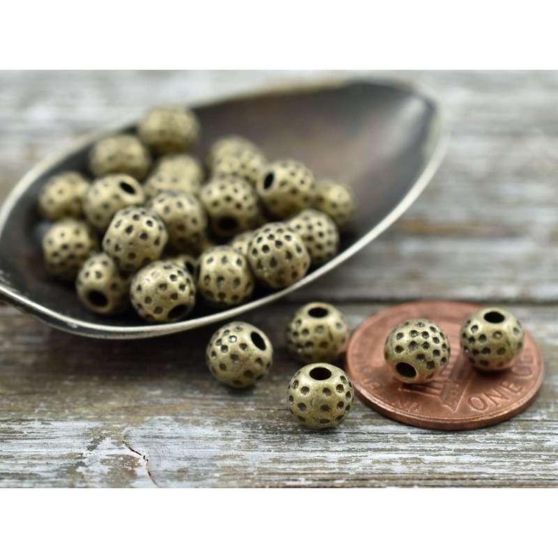 *50* 6mm Antique Bronze Rounded Spacer Beads