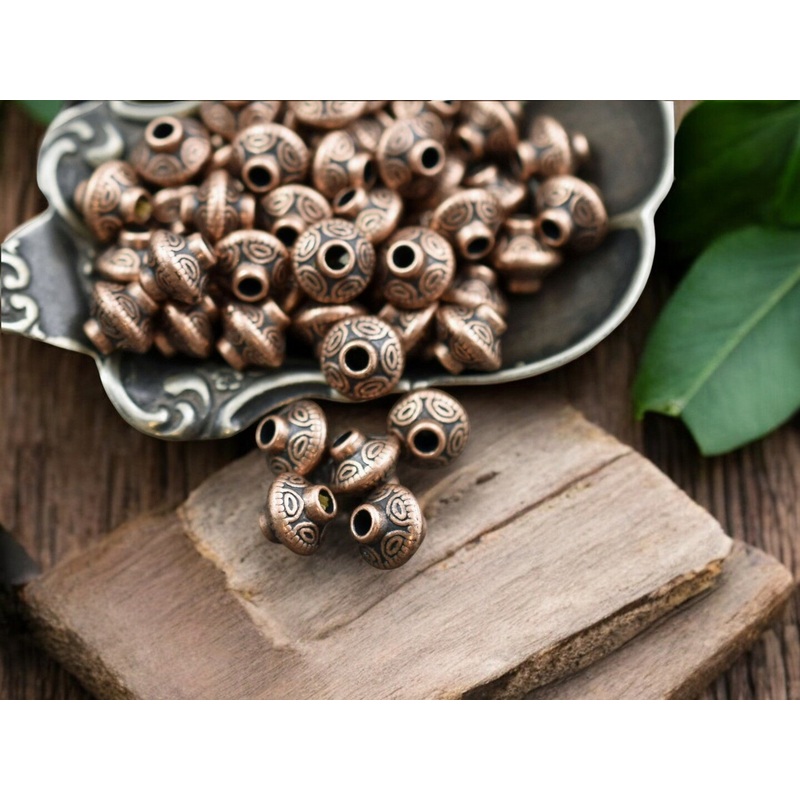 *50* 6mm Antique Copper Bicone Spacer Beads