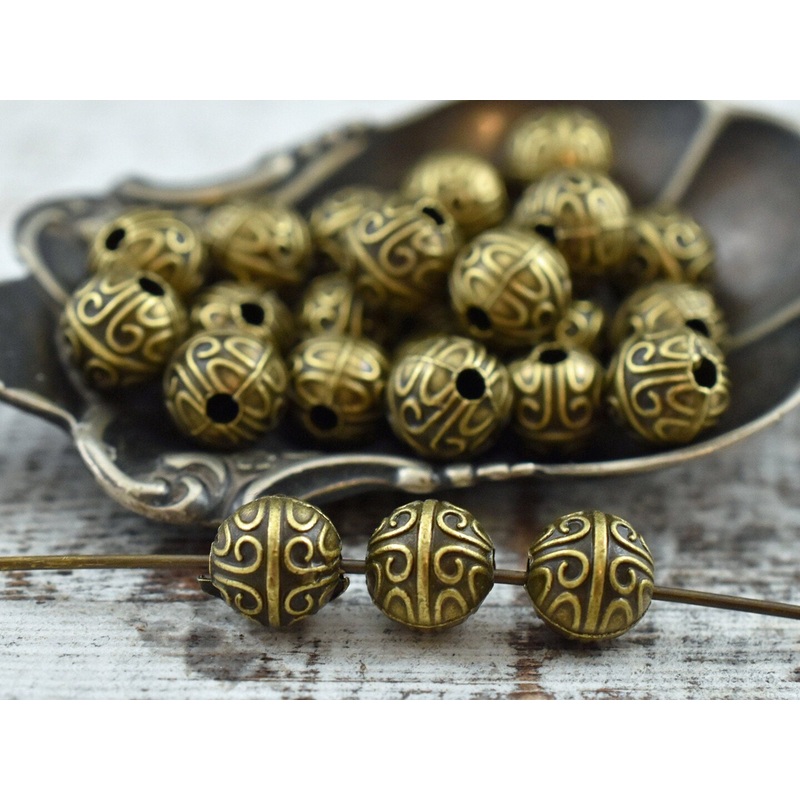 *50* 7mm Antique Bronze Round Spacer Beads