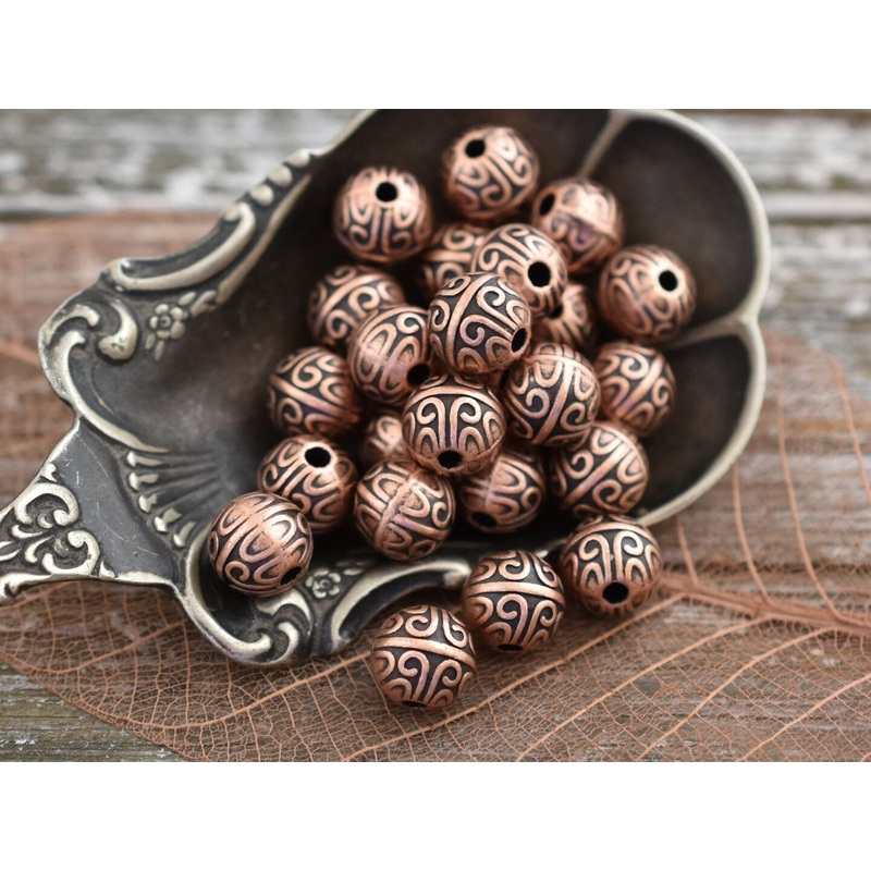 *50* 7mm Antique Copper Round Spacer Beads