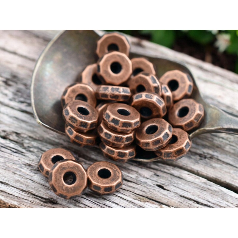*50* 8x3mm Antique Copper Faceted Rondelle Beads