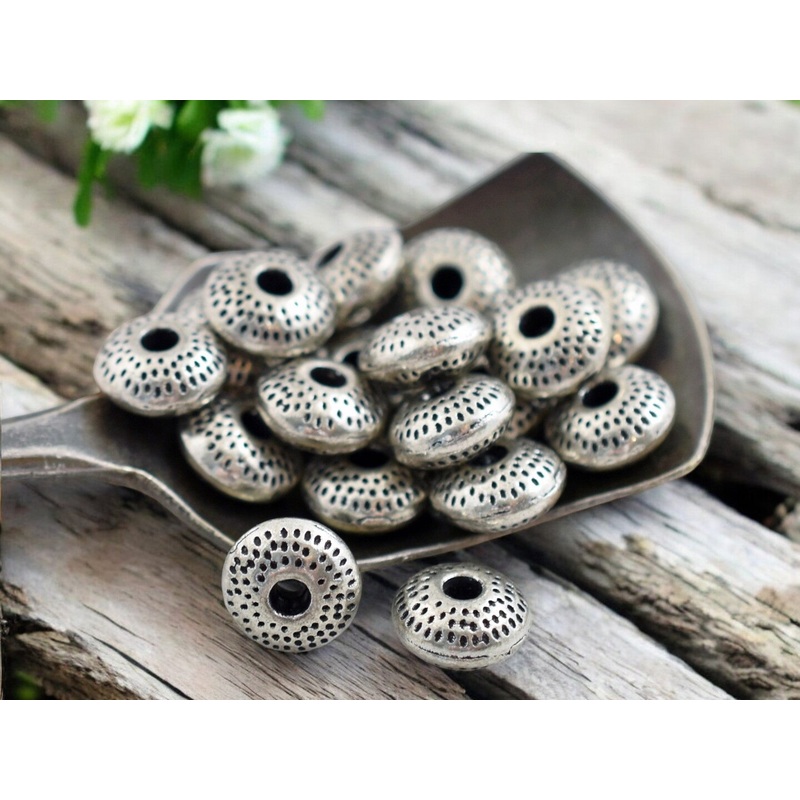 *50* 8x3mm Antique Silver Rondelle Spacer Beads