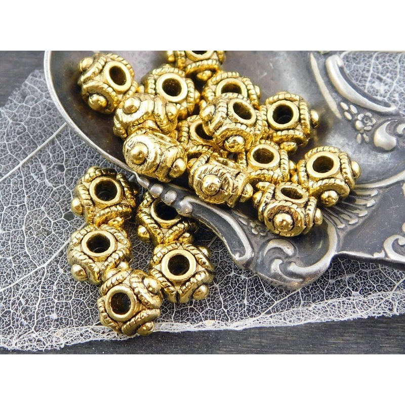 *50* 8x5mm Antique Gold Rounded Rondelle Spacer Beads
