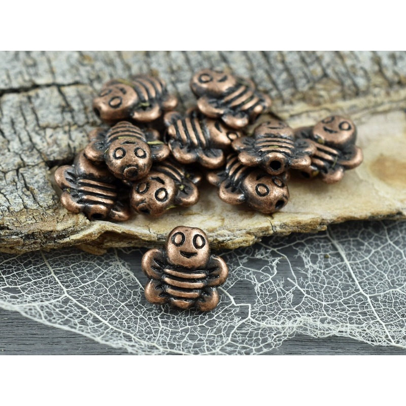 *50* 9mm Antique Copper Bee Beads
