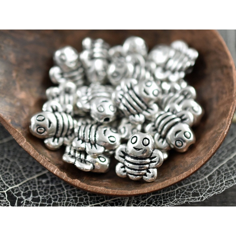 *50* 9mm Antique Silver Bee Beads
