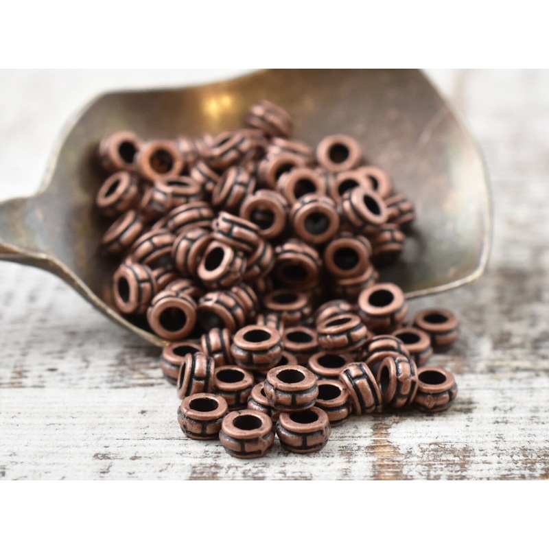 *500* 4x2mm Antique Copper Large Hole Rondelle Spacer Beads
