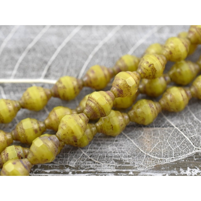 *10* 12x8mm Sunflower Yellow Picasso Turbine Beads