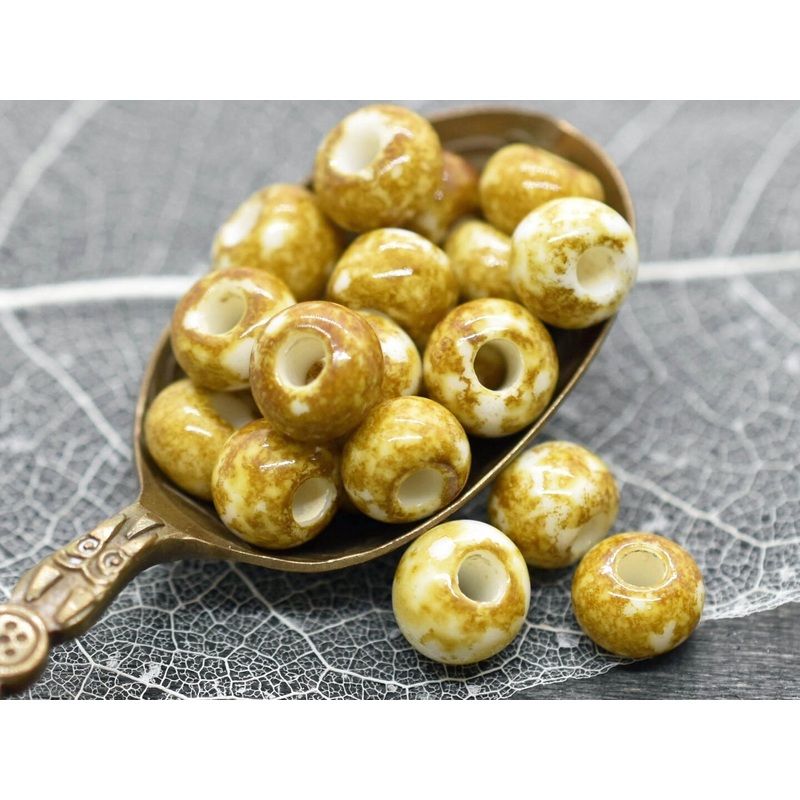 20G Opaque Winter White Picasso Czech 32/0 Seed Beads