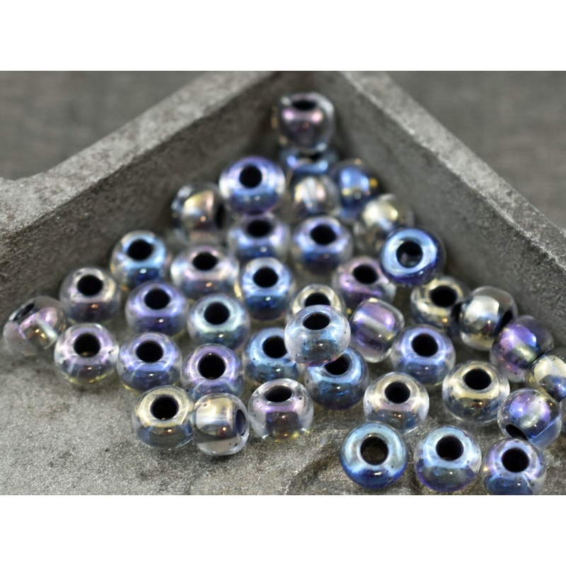 50G Black Lined Crystal AB Czech 2/0 Seed Beads