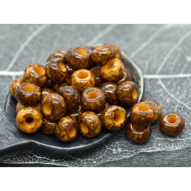 50G Opaque Orange Picasso Czech 32/0 Seed Beads