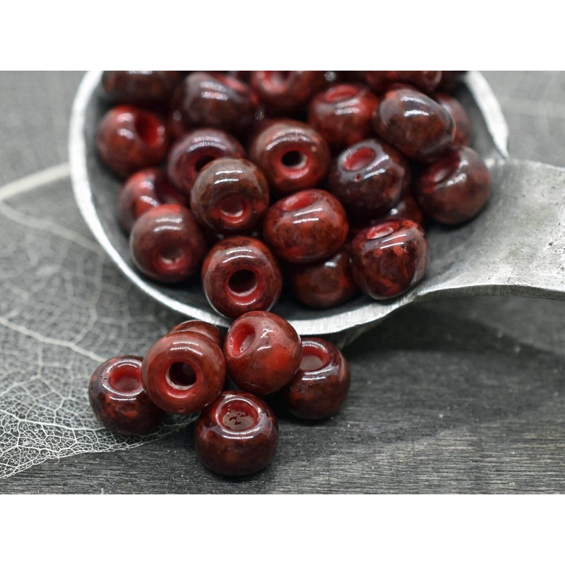 50G Opaque Red Picasso Czech 32/0 Seed Beads