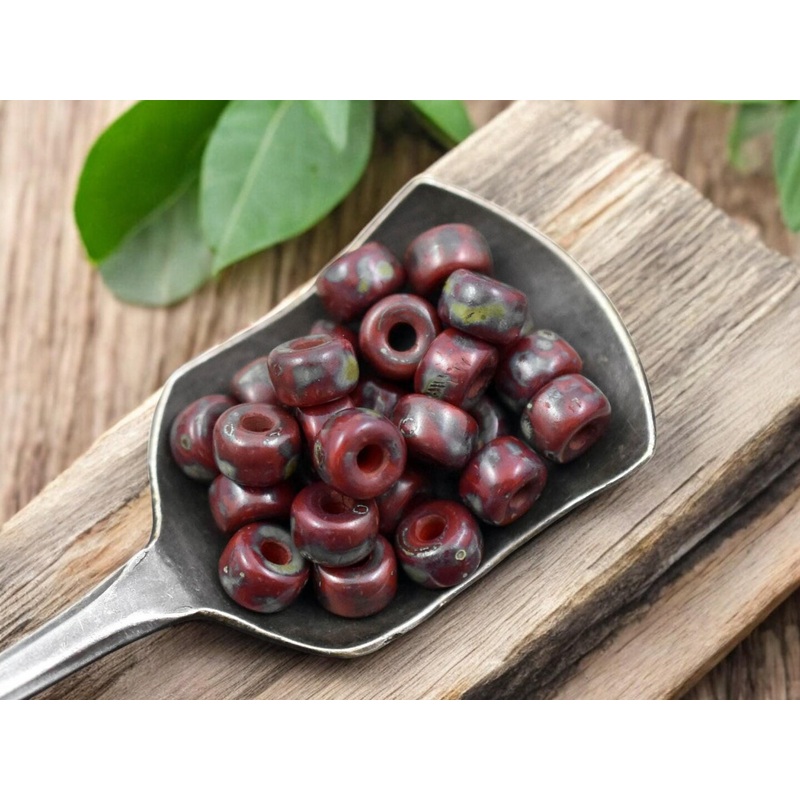 20g Dark Red Travertine 2/0 Matubo Beads