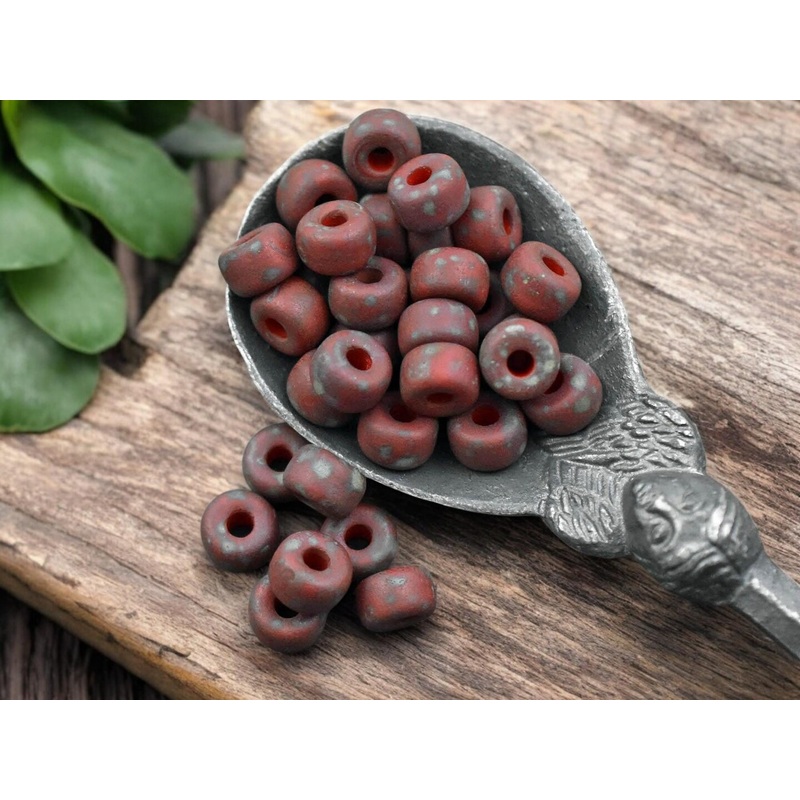 20g Matte Red Travertine 2/0 Matubo Beads