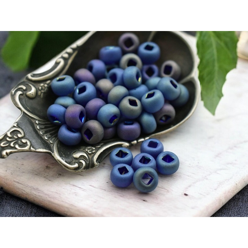 50G Transparent Matte Dk Blue AB Czech 2/0 Seed Beads