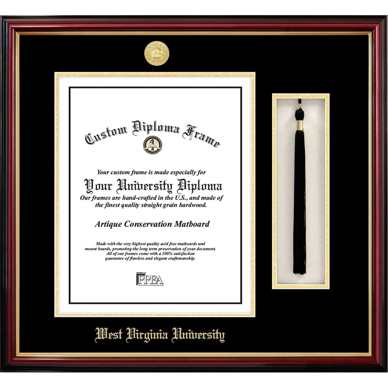 West Virginia University 11w x 14h Tassel Box and Diploma Frame