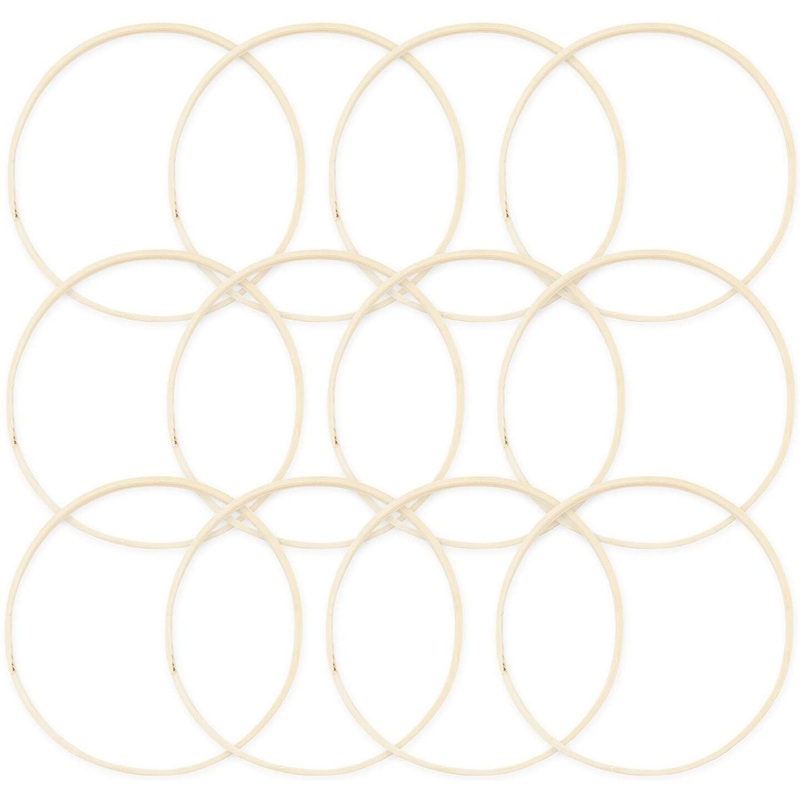 Bamboo Rings for Crafts, Macrame, and Dreamcatchers (9 in, 12 Pack)