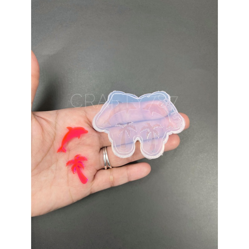 Dolphin & Palm Earring Silicone Mold, Summer Mold (A13)