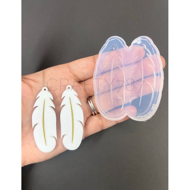 Feather Pluma Dangle Earring Silicone Mold 2.1in (D3)