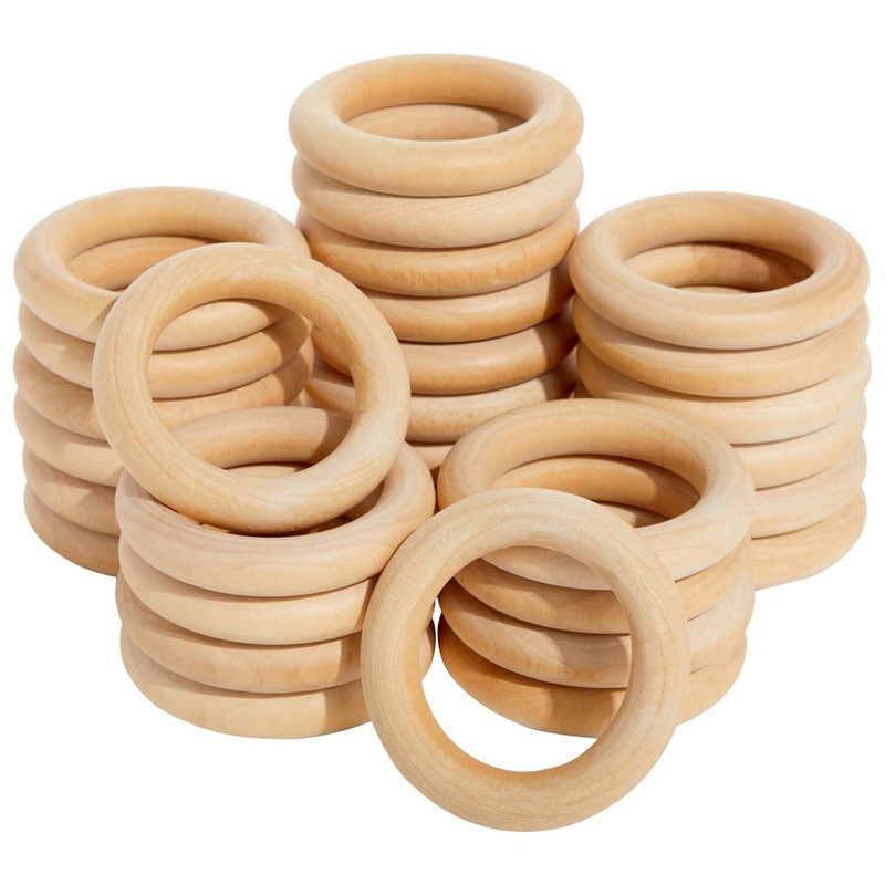 Wooden Rings for Crafts, Macrame, Crochet, Jewelry Making, Natural Unfinished 3 Inch Wood Rings (75mm, 30 Pack)