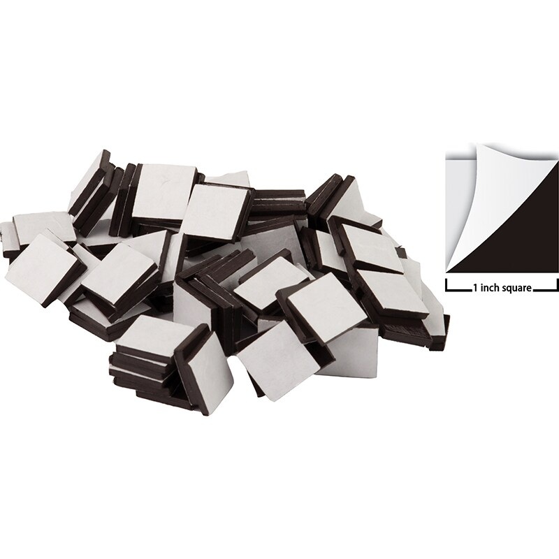 Adhesive Magnetic Squares, 1″ sq, Pack of 50