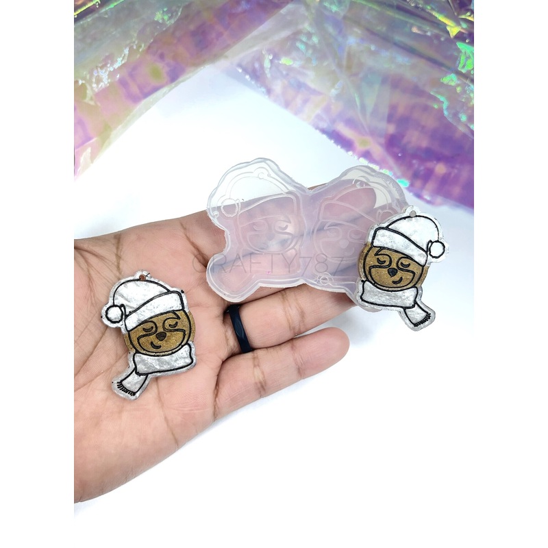 Christmas Sloth Dangle Earring Mold(C6)
