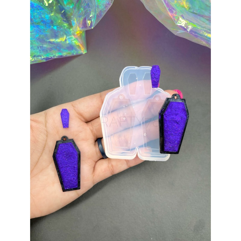 Coffin 1.7in Dangle Earring Layer Silicone Mold(C5)