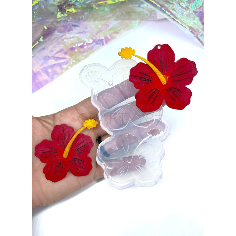 Hibiscus XL Flor de Maga Dangle Silicone Mold, Resin Jewelry Mold (C5)