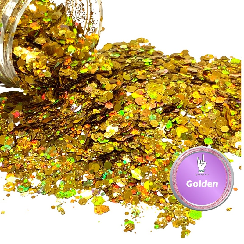 Golden Holographic Pixie for Poxy Chunky Glitter Mix