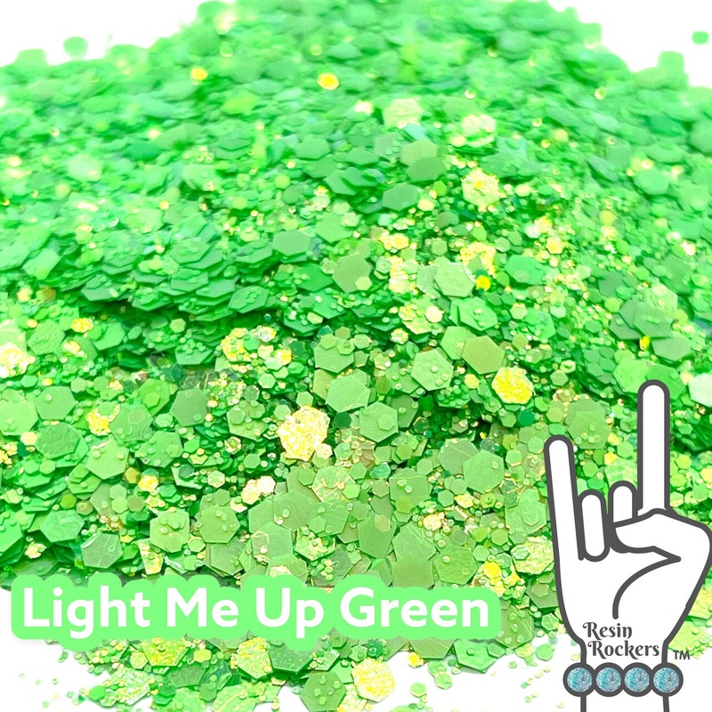 Light Me Up Green Florescent Holographic Premium Pixie for Poxy Chunky Glitter Mix