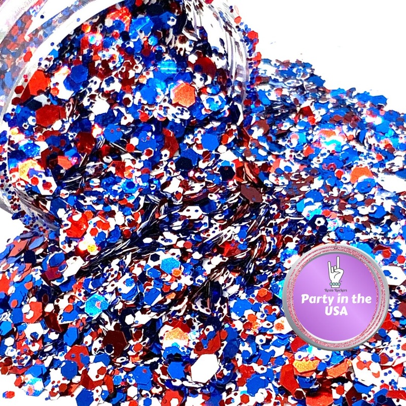 Party in the USA Red White Blue Pixie for Poxy Chunky Glitter Mix