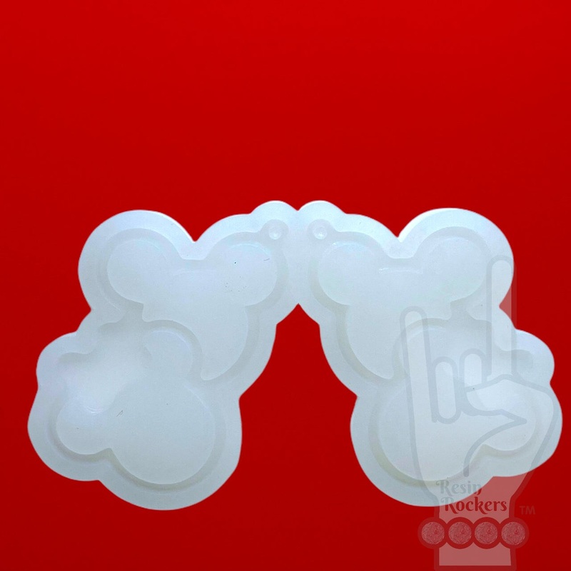 UV Safe Mr. and Mrs. Mouse Head Dangle Earring Mold for UV and Epoxy Resin Art