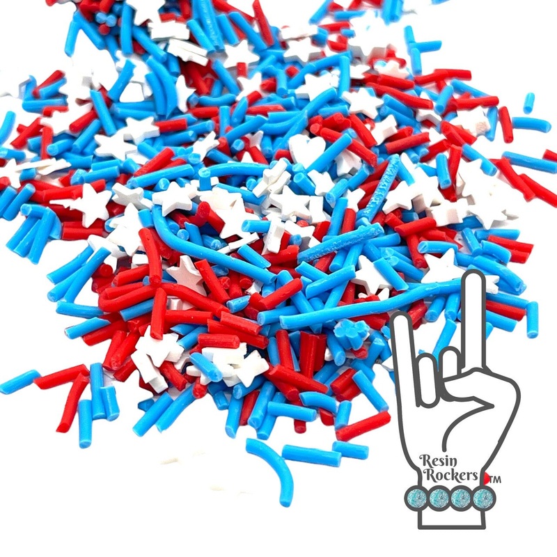 Fireworks Patriotic Red White and Blue Mega Mix Polymer Clay Snow Globe and Shaker Filler