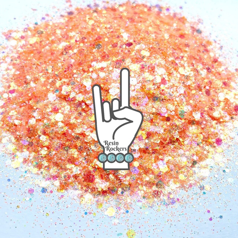 Georgia Peach Orange Iridescent Pixie for Poxy Chunky Glitter Mix