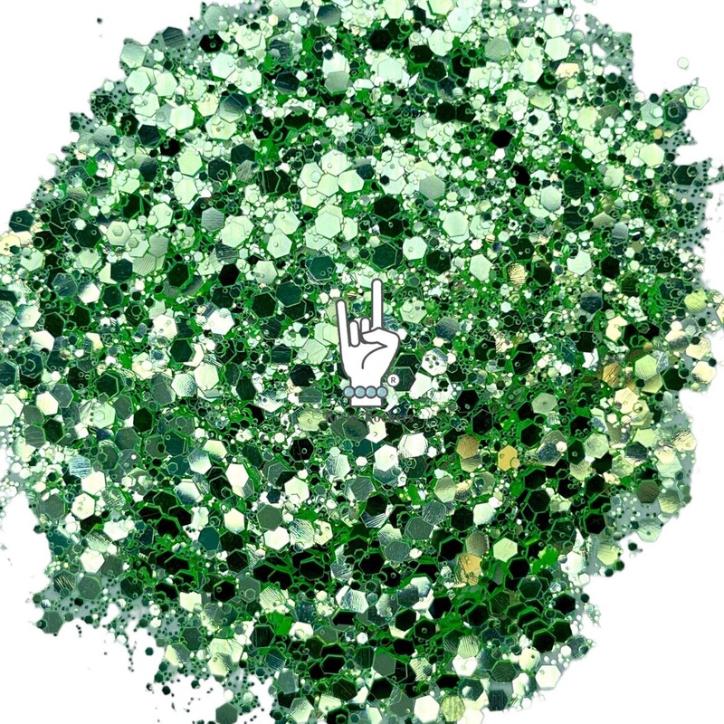 Green Disease Fluorescent Mirror Flash Premium Pixie for Poxy Chunky Glitter Mix