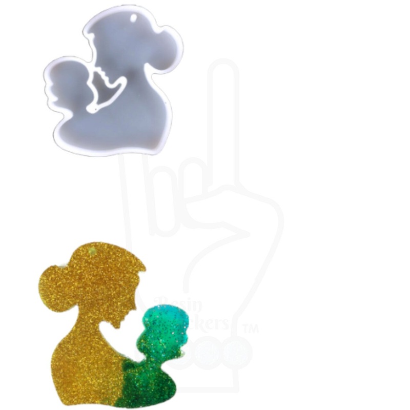 Mother and Baby Silhouette Keychain Mold for Epoxy Resin Art