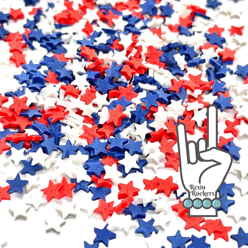 Patriotic Red White and Blue Star Mega Mix Polymer Clay Snow Globe and Shaker Filler