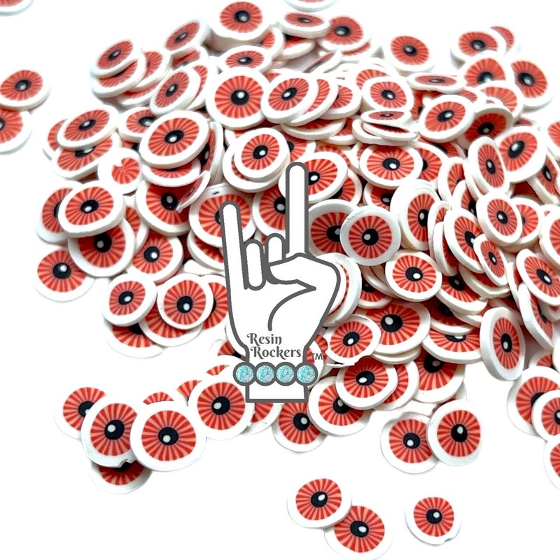 Red Monster Eyeballs Polymer Clay Pieces for Epoxy and UV Resin Art