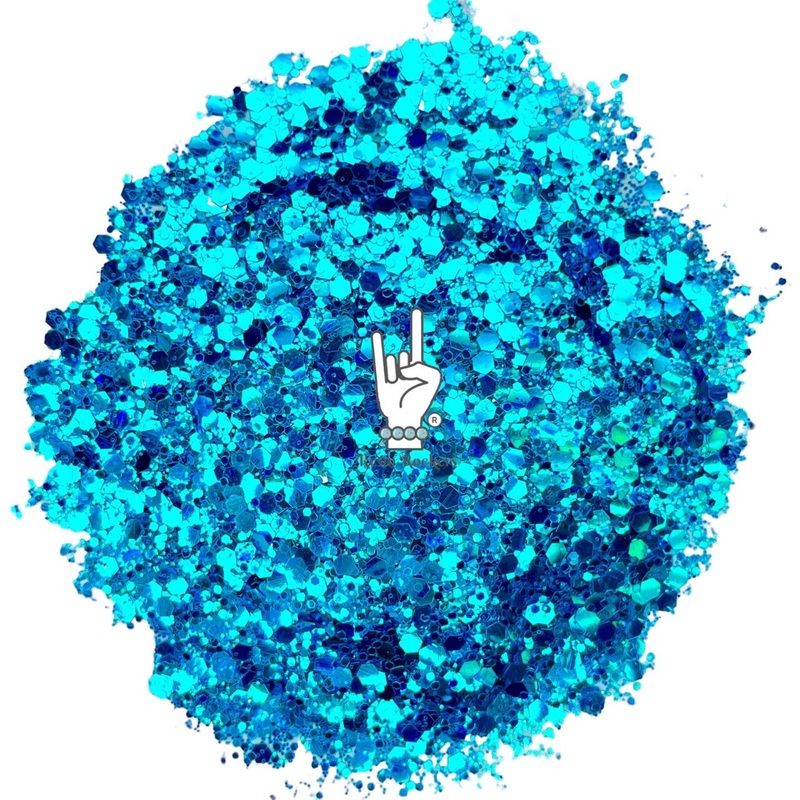 Song Sung Blue Fluorescent Mirror Flash Premium Pixie for Poxy Chunky Glitter Mix