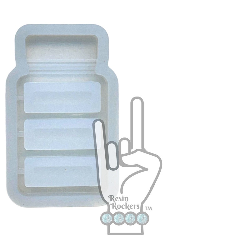 UV Safe 3 Section Pill Bottle Shaker Badge Reel or Phone Grip Shaker Silicone Mold for Epoxy and UV Resin Art